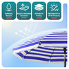 Parasol de jardin 2m avec ancrage sol et sac de transport Bleu blanc - vounat.shop