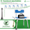 Chaise de douche avec dossier ergonomique a hauteur reglable en aluminum HDPE bleu - vounat.shop