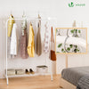 Portant a Vetements Double avec etagere Chaussures 4 Crochets Lateraux 110x58x150cm metal Blanc - vounat.shop