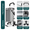 Chariot de courses pliable monte escalier aluminium avec sac isotherme gris - vounat.shop