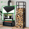 Range bûche vertical télescopique pour cheminée avec étagère de MDF 45x32x170cm acier noir - vounat.shop
