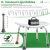 Siege de douche ergonomique a hauteur reglable en Aluminum HDPE blanc - vounat.shop