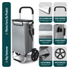 Chariot de course pliable aluminium 2 roues avec sac isotherme gris - vounat.shop