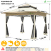 Tonnelle de jardin exterieure pliable avec moustiquaire Pop up 3.6x3.6m beige - vounat.shop