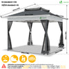 Tonnelle de jardin exterieure pliable avec moustiquaire Pop up 3.6x3.6m gris - vounat.shop