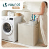 Panier a linge 3 compartiments et sacs amovibles auto ajustant avec couvercle 170L Beige - vounat.shop