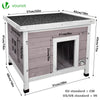 Maison pour Chat en bois avec toit bitumé autoportant et porte à lamelles PVC Gris - vounat.shop