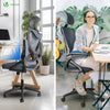 Fauteuil de Bureau Ergonomique pivotant avec appui tête et dossier toile respirant Gris - vounat.shop