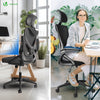 Fauteuil de Bureau Ergonomique pivotant avec appui tête et dossier toile respirant Noir - vounat.shop