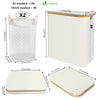 Panier a linge pliable 145L avec sac intérieur cadre bambou et couvercle beige - vounat.shop