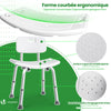 Chaise de douche avec dossier ergonomique a hauteur reglable en aluminum HDPE blanc - vounat.shop
