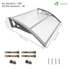 Auvent de porte marquise 100x80 cm transparent en Polycarbonate anti UV - vounat.shop