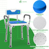 Chaise de douche avec accoudoir et dossier ergonomique a hauteur reglable en aluminum HDPE bleu - vounat.shop