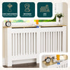 Cache radiateur en MDF avec lattes et etagere 152×19×82 cm Blanc Chêne - vounat.shop