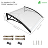 Auvent de porte marquise 100x80 cm transparent en Polycarbonate anti UV Noir - vounat.shop