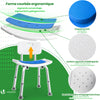 Chaise de douche avec dossier ergonomique a hauteur reglable en aluminum HDPE bleu - vounat.shop