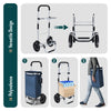 Chariot de course pliable aluminium 2 roues avec sac isotherme bleu marine - vounat.shop