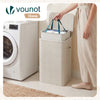 Panier a linge 1 compartiment et sac amovible auto ajustant avec couvercle 90L Beige - vounat.shop