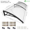 Auvent de porte marquise 200x80 cm transparent en Polycarbonate anti UV Noir - vounat.shop