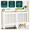 Cache radiateur en MDF avec lattes et etagere 152×19×82 cm Blanc - vounat.shop