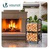 Porte buches cheminee avec 4 outils en metal noir - vounat.shop