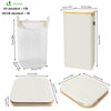 Panier a linge pliable 100L avec sac intérieur cadre bambou et couvercle beige - vounat.shop