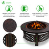 Brasero exterieur en metal avec grille, pare-etincelles tisonnier diametre 81cm noir - vounat.shop