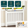 Cache radiateur en MDF avec lattes et etagere 111×19×82 cm Blanc - vounat.shop