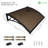 Auvent de porte marquise 100x80 cm transparent en Polycarbonate anti UV Marron - vounat.shop