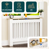 Cache radiateur en MDF avec lattes et etagere 111×19×82 cm Blanc Chêne - vounat.shop