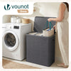 Panier a linge 3 compartiments et sacs amovibles auto ajustant avec couvercle 170L Anthracite - vounat.shop