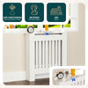 Cache radiateur en MDF avec lattes et etagere 78×19×82 cm Blanc - vounat.shop