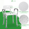 Chaise de douche avec accoudoir et dossier ergonomique a hauteur reglable en aluminum HDPE blanc - vounat.shop