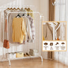 Portant a Vetements Double avec etagere Chaussures 4 Crochets Lateraux 110x58x150cm metal Blanc - vounat.shop