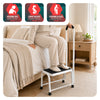 Marche pied en acier avec barre d’appui plateforme antiderapante 38x26cm blanc - vounat.shop