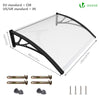 Auvent de porte marquise 120x80 cm transparent en Polycarbonate anti UV Noir - vounat.shop