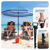 Parasol de jardin 2m avec ancrage sol et sac de transport Bleu mixte - vounat.shop