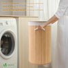 Panier a linge en bambou rond avec couvercle 58L - vounat.shop