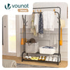Portant a vetement double avec 2 niveaux etageres chaussures 4 Crochets Lateraux 108x35x145cm metal Noir - vounat.shop