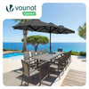 Parasol Jardin Double Aluminium 150 x 300 cm gris - vounat.shop