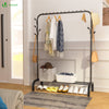 Portant a Vetements avec etagere Chaussures 8 Crochets Lateraux 110x41x150cm metal Noir - vounat.shop