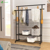 Portant a Vetements double avec roulettes et 2 etageres de rangement 120x40x146cm metal Noir - vounat.shop
