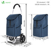Chariot de course pliable aluminium 2 roues bleu marine - vounat.shop