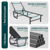 Lot de 2 Bain de soleil transat aluminium en textilene 190x62x31cm gris - vounat.shop