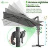 Parasol deporte inclinable Premium carre avec housse protection 3x3m Roma Gris - vounat.shop