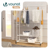 Portant a Vetements double avec roulettes et 2 etageres de rangement 121x40x147cm metal Blanc - vounat.shop