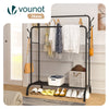 Portant a Vetements Double avec etagere Chaussures 4 Crochets Lateraux 108x58x146cm metal Noir - vounat.shop