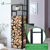 Range bûche vertical télescopique pour cheminée avec étagère de MDF 45x32x170cm acier noir - vounat.shop