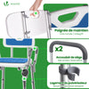 Chaise de douche avec accoudoir et dossier ergonomique a hauteur reglable en aluminum HDPE bleu - vounat.shop