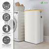 Panier a linge pliable 100L avec sac intérieur cadre bambou et couvercle beige - vounat.shop